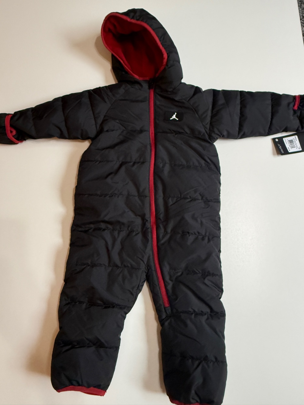 Jordan Jumpman Baby Snow Suit  Black with Red Trim- 18 months